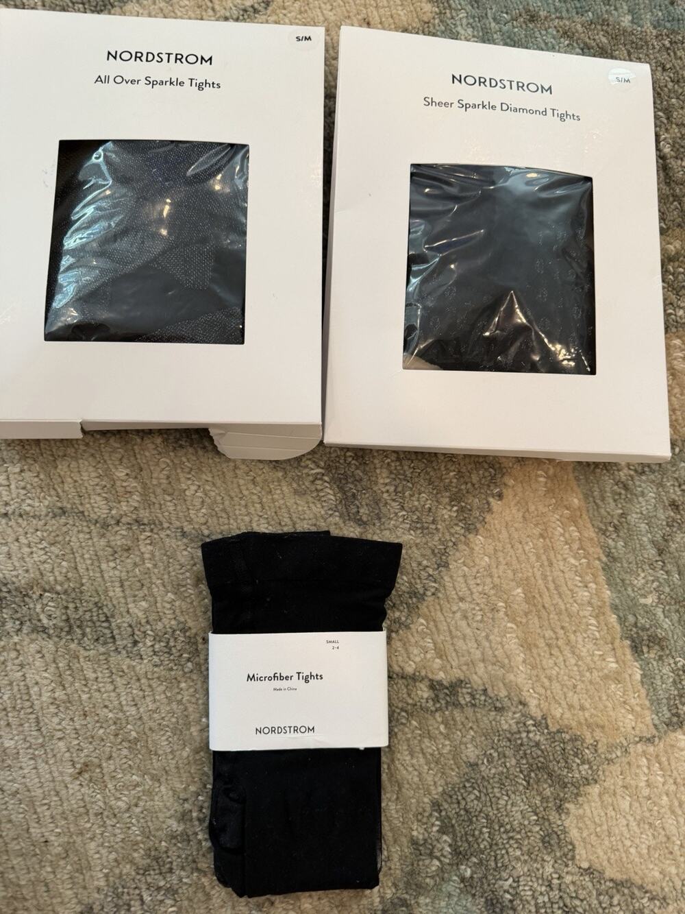Nordstrom Tights 3 Pairs Black Womens Sz S/M NWT